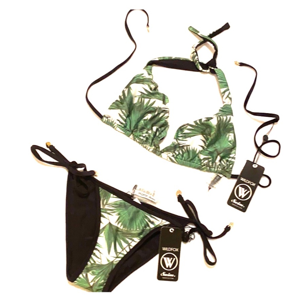 Reversible Tropical palm print bikini